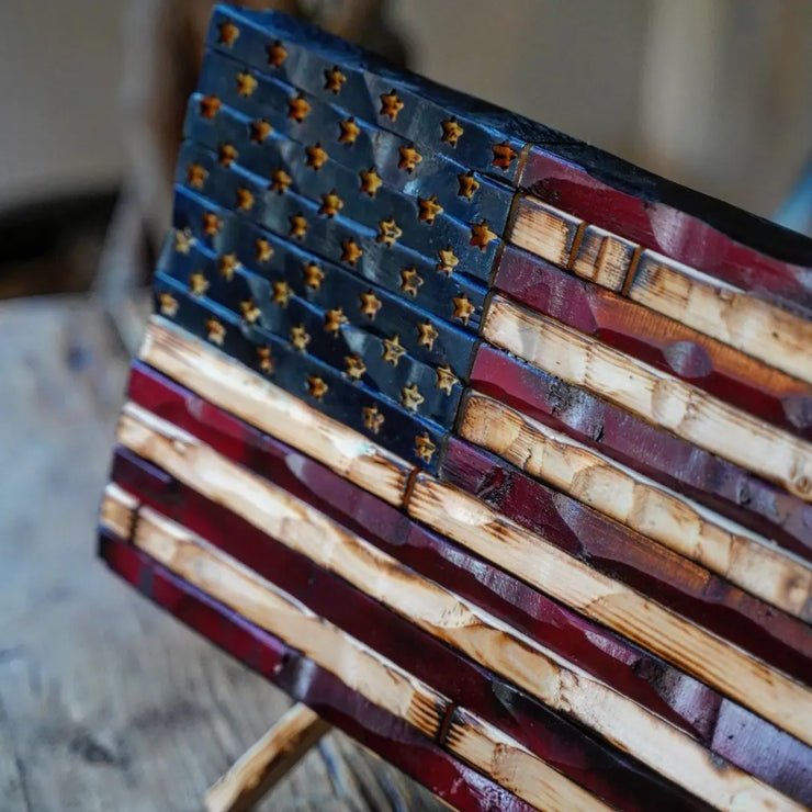 Patriot Edition Hand Carved American Flag 17x9