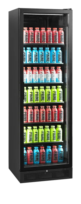 Tefcold SCU1425H Displaykyl fylld med färgglada Prime-drycker i olika smaker.