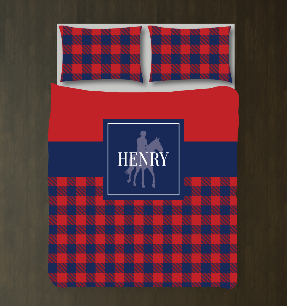 Custom Equestrian Bedding For Boys With Buffalo Check Shop