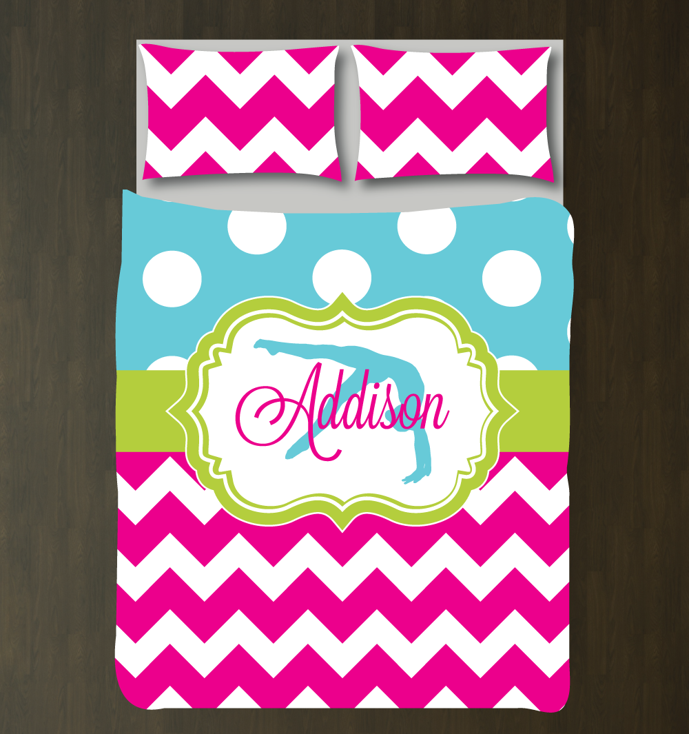 Personalized Gymnastics Polka Dot And Chevron Bedding Shop