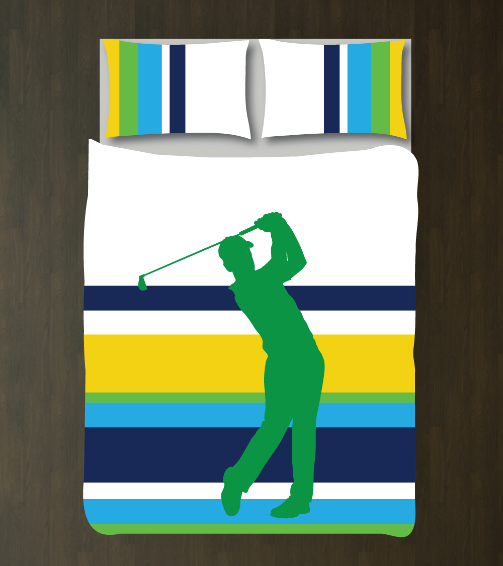 Golf Multi Striped Duvet Cover Set For Boys Room Golfer Shop