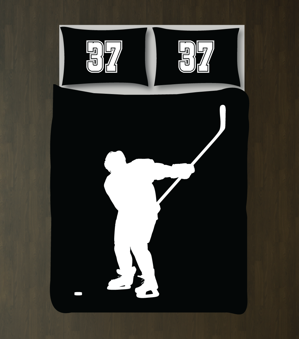 Custom Boys Ice Hockey Player Bedding Set Duvet Cover Shop