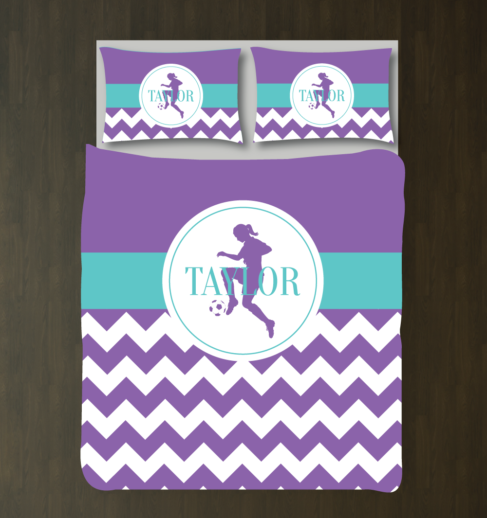 Custom Soccer Player Chevron Bedding For Girls And Teens Shop