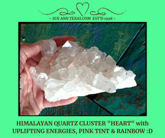 Himalayan Quartz "Heart" with Pink Tint. ArchAngel Muriel Connected @ SueAnnTexas.com & The Shoppe