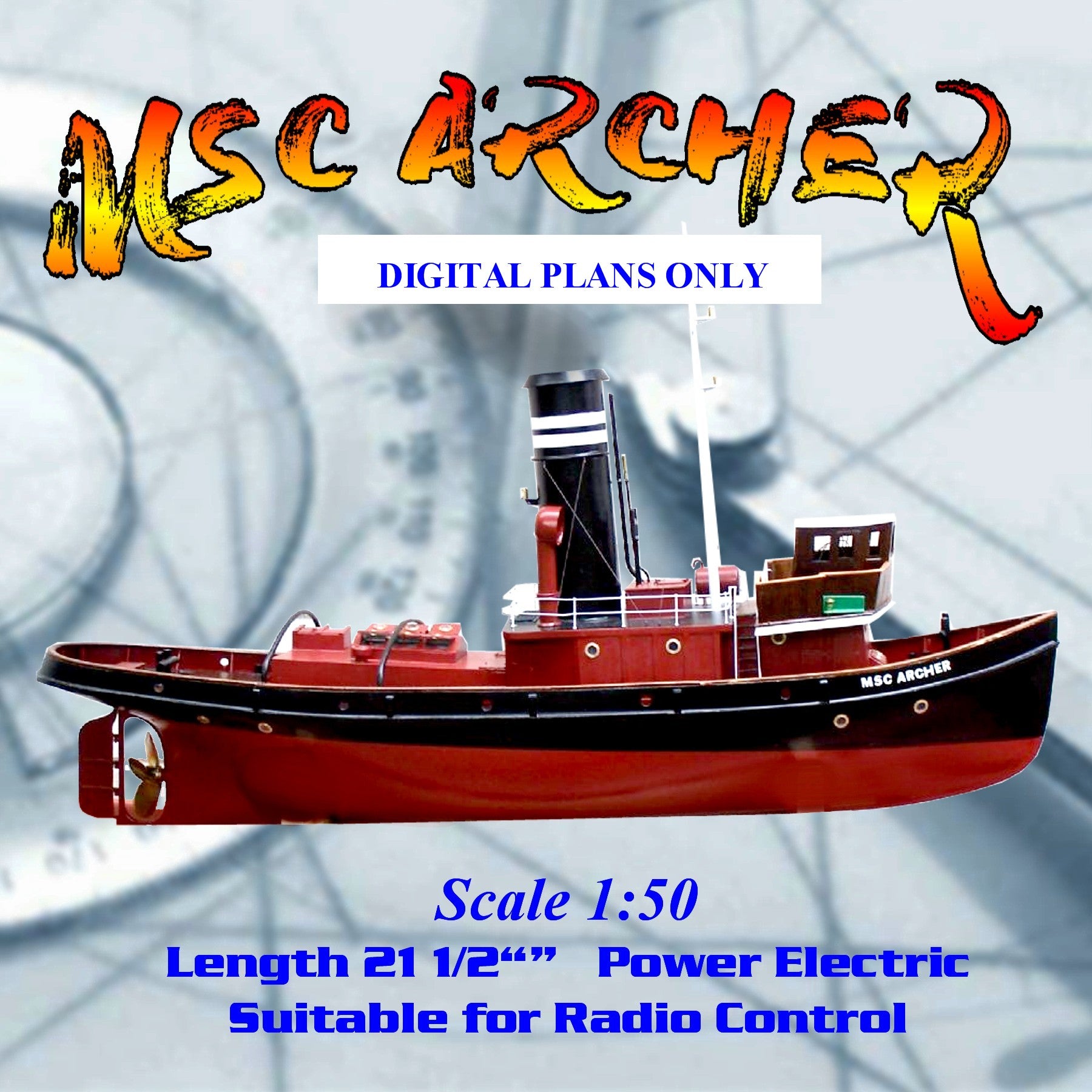 Digital Full-Size Plans Scale 1:50 MSC ARCHER Suitable for Steam or el –  Vintage Model Plans