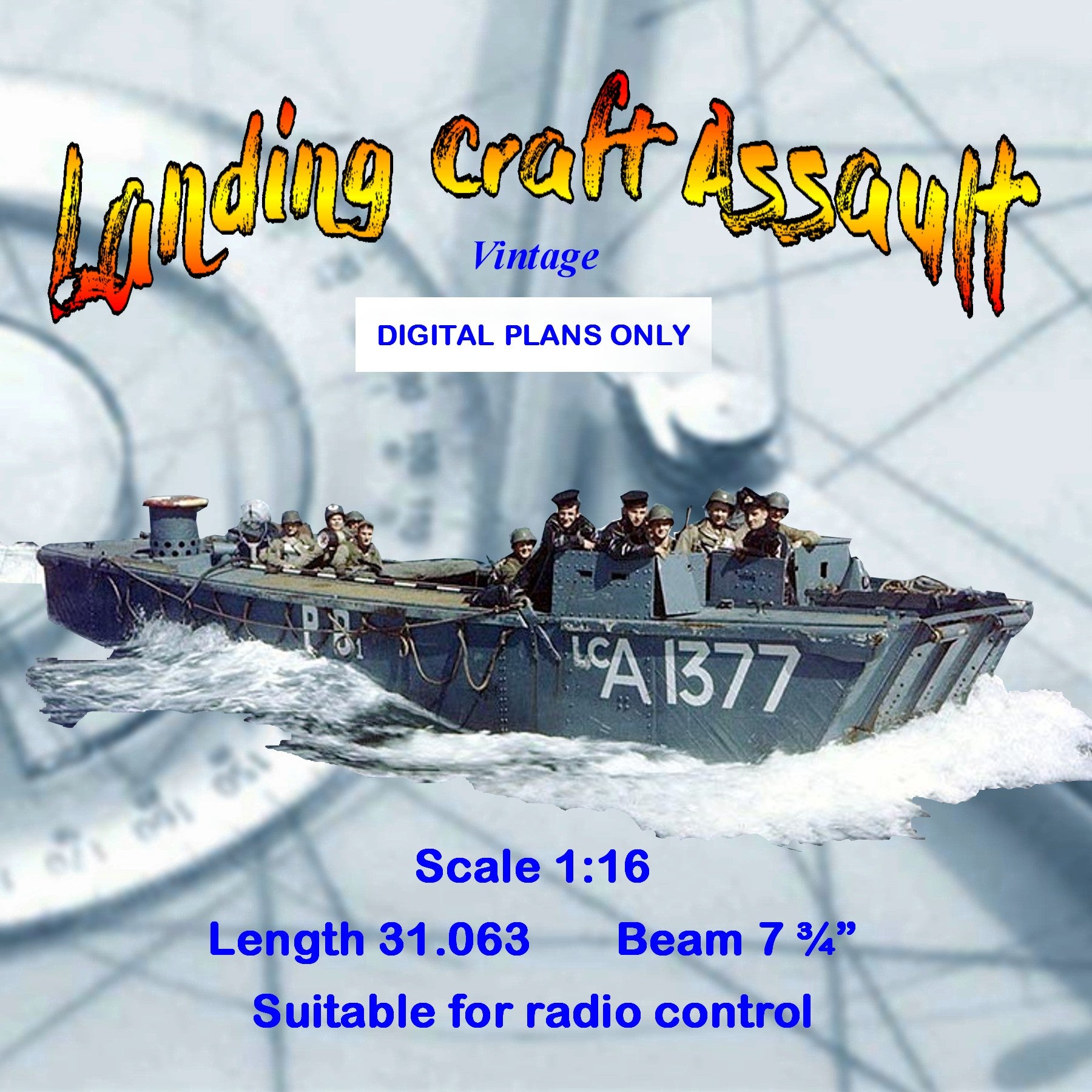 Digital Full-Size Plans Scale 1:16 Landing Craft Assault Suitable for –  Vintage Model Plans