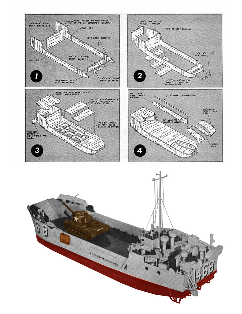 WWII Model Boat Plans 1:48 Scale 30" R/C Landing Craft ...