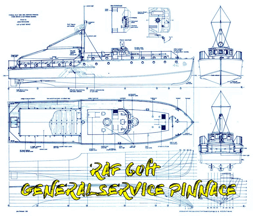 Full size printed plans 60ft GENERAL SERVICE PINNACE Scale 