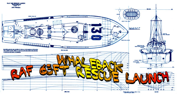 Full size Printed Plans Scale 1:24 L 31 1/2" WHALEBACK RAF ...