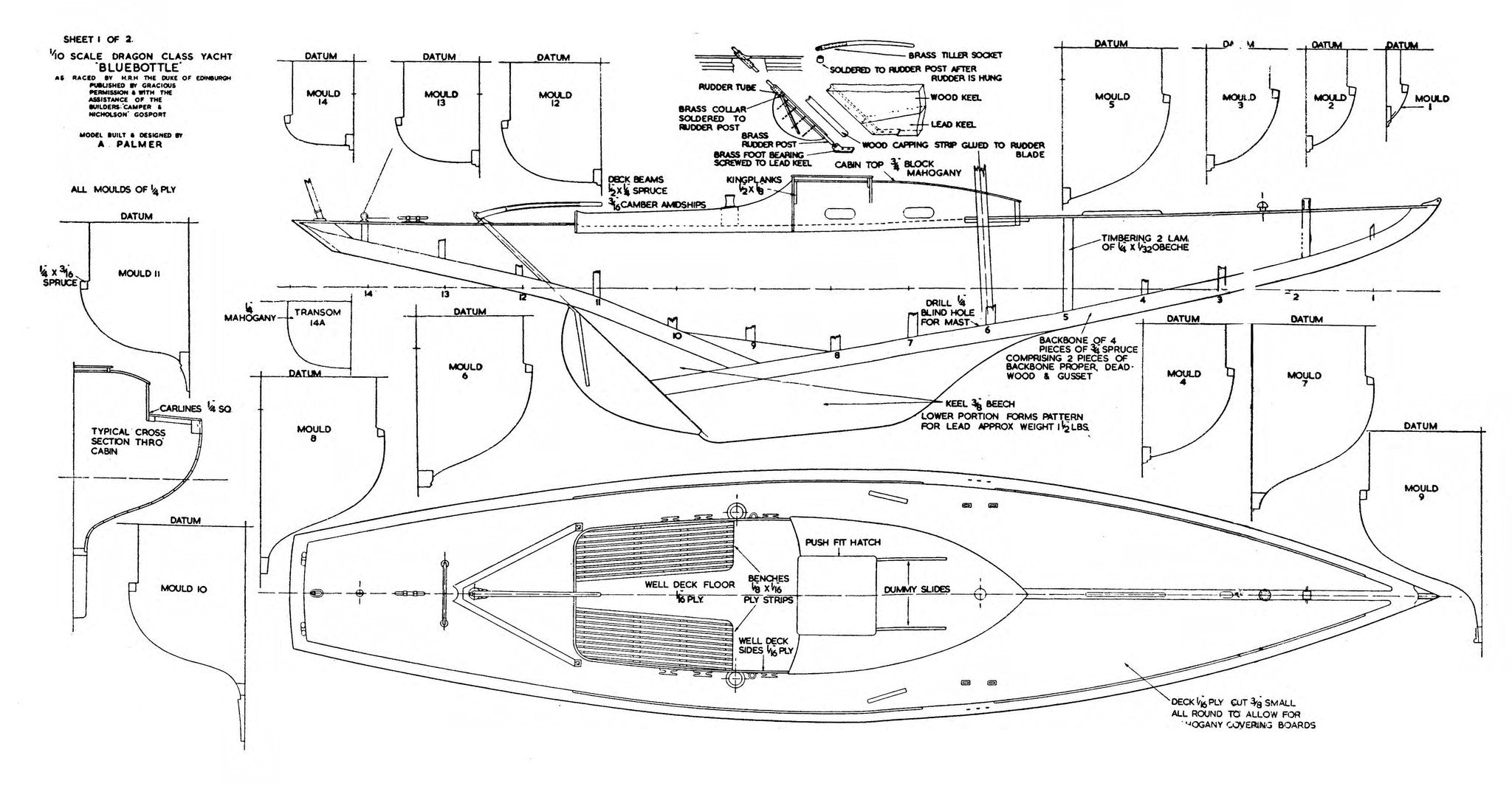 vintage model sailboat plans