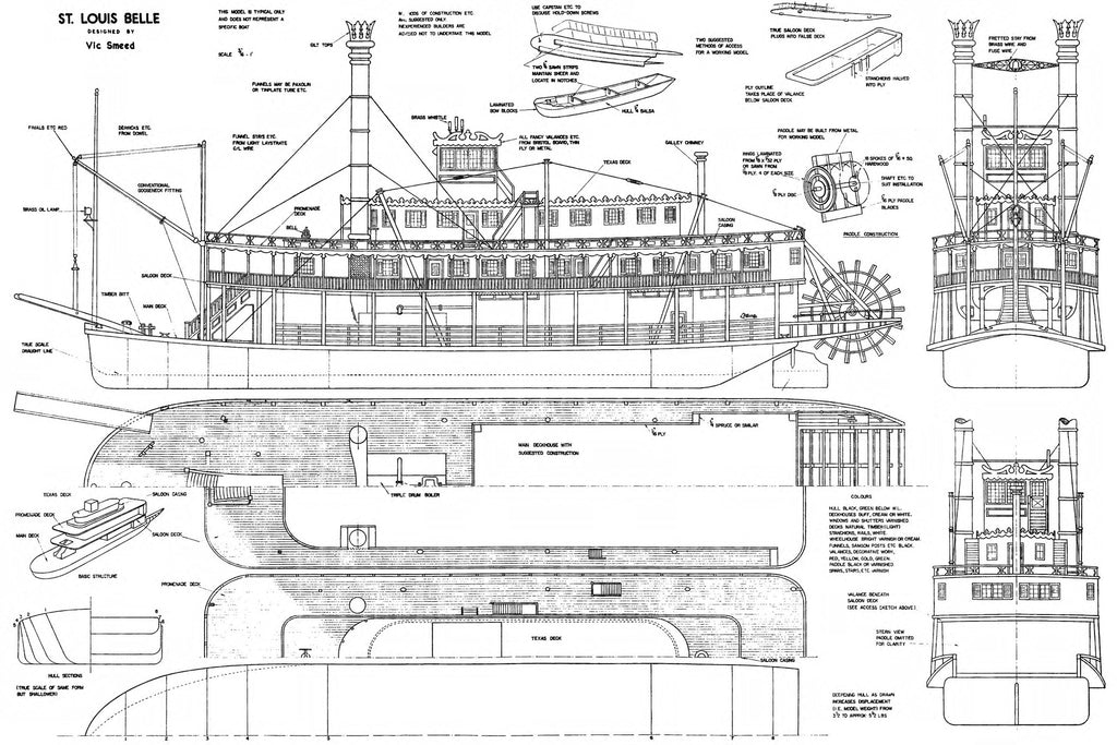 Mississippi stern wheeler 33" St. louis belle 1:64 scale ...