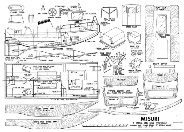 German inland waterways PUSH TUG SCALE 1:16 26" MISURI 