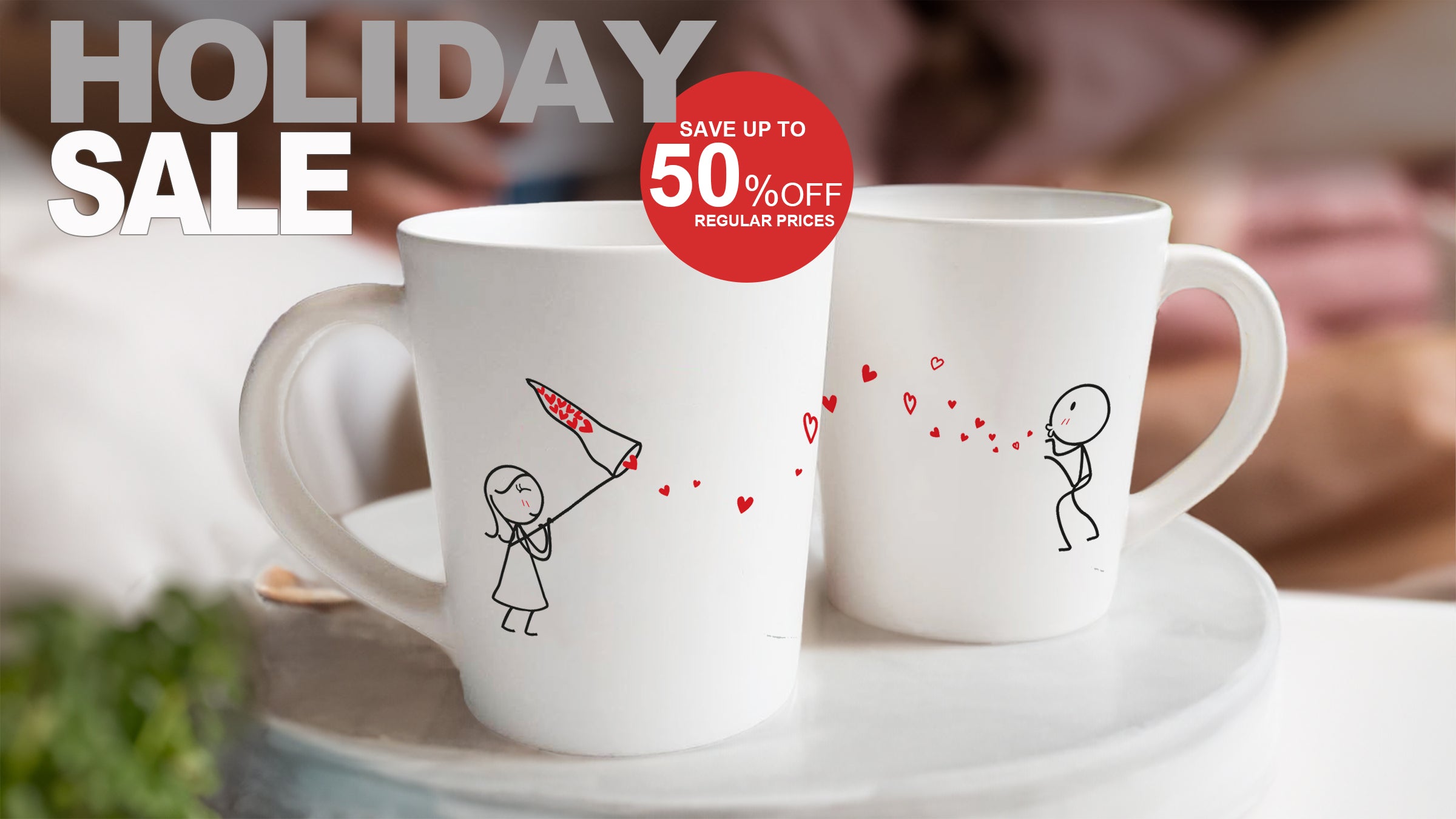 BoldLoft Merry Christmas Couple Coffee Mugs-Christmas Mugs for