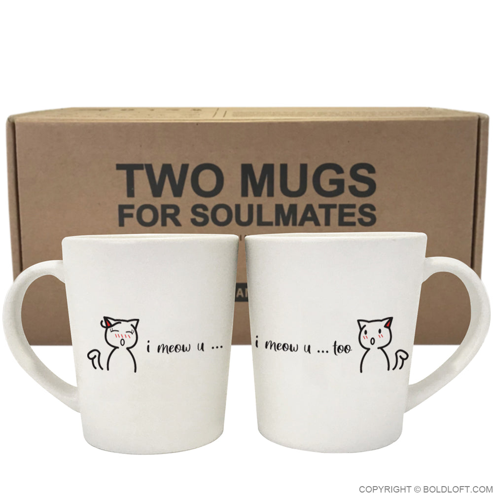 BOLDLOFT Purrfect Together Cat Coffee Mugs-Cat Lover Gifts for Couples