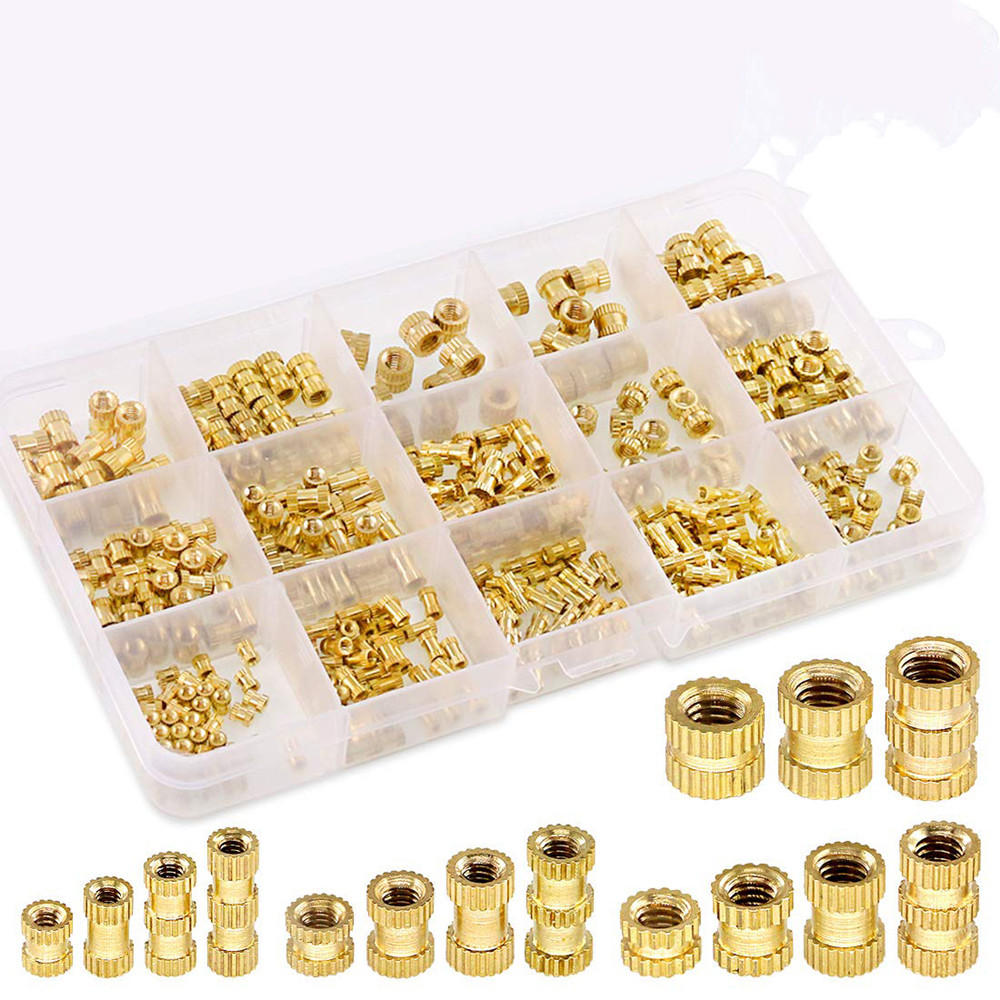 370Pcs M2 M3 M4 M5 Female Thread Knurled Brass Threaded Insert Embedment Nut Assortment Kit for 3D Printing