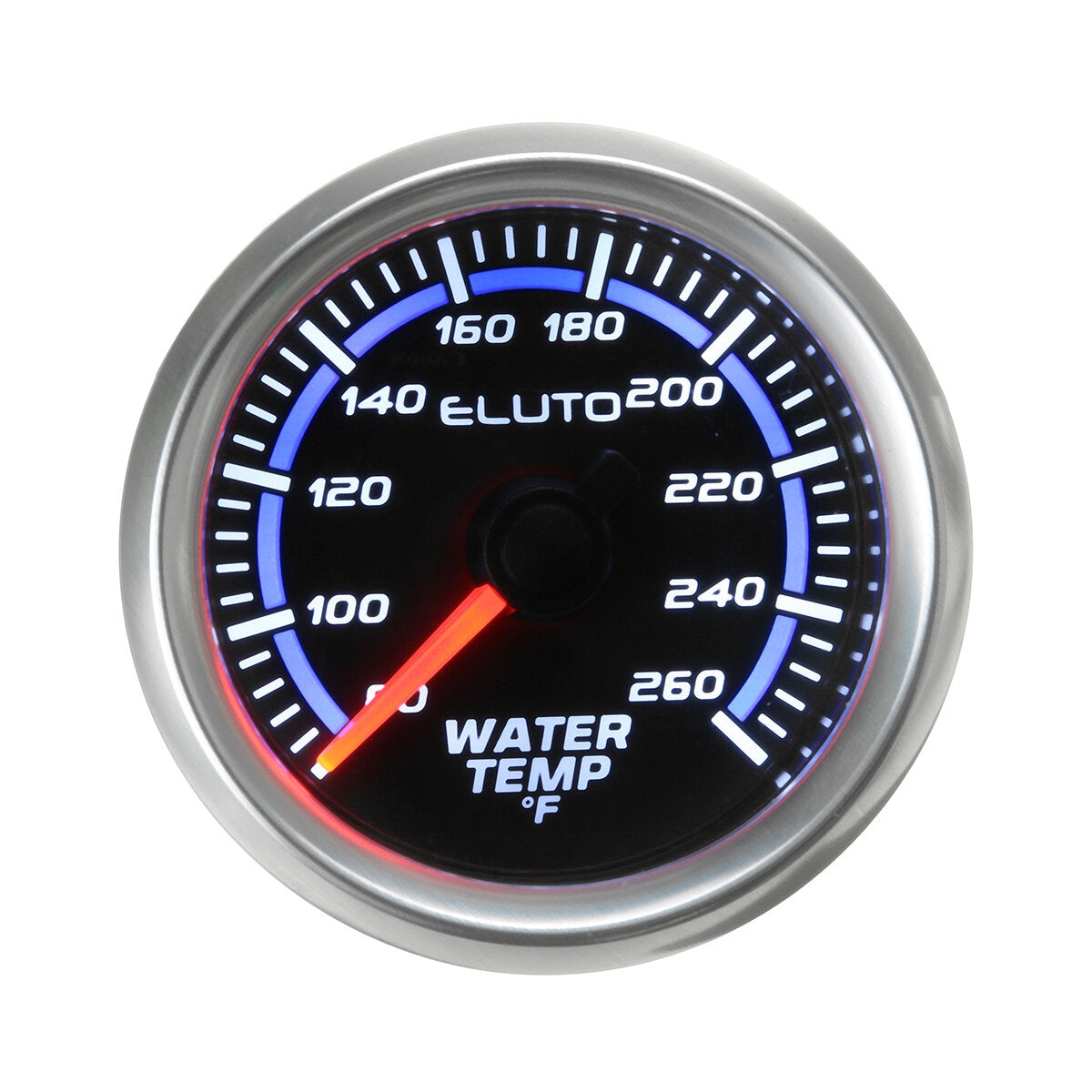 2" 52mm 80-260F Water Temperature Gauge Blue LED Black Face Car Meter + Sensor