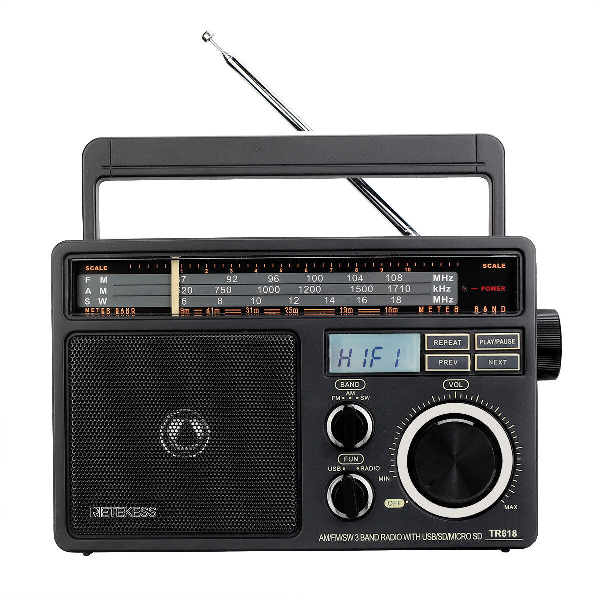 FM AM SW 3 Band Radio USB TF Card Speaker MP3 Player