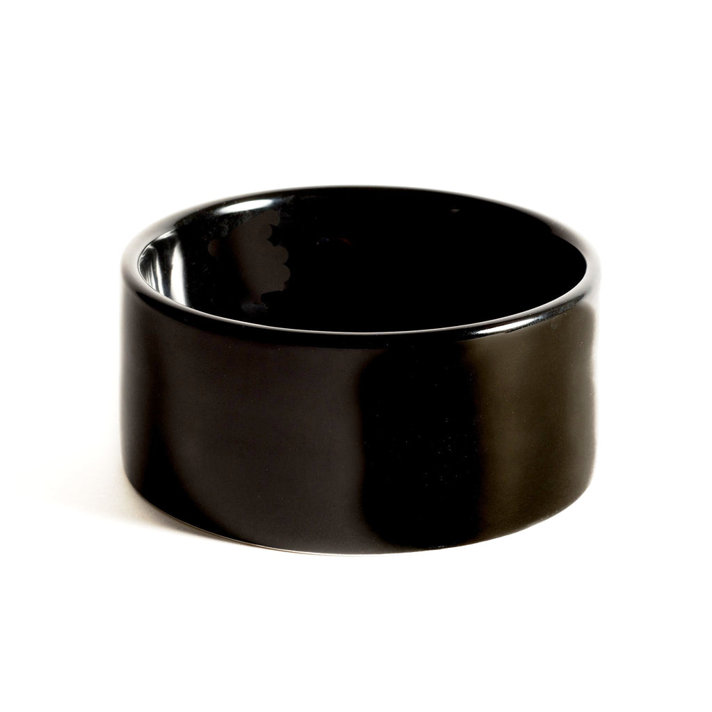 black ceramic dog bowl