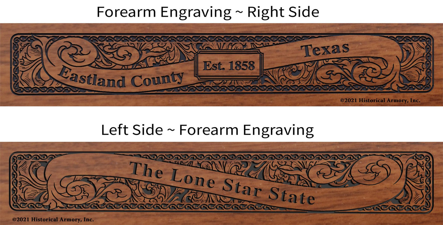 Eastland County Texas Establishment and Motto History Engraved Rifle Forearm