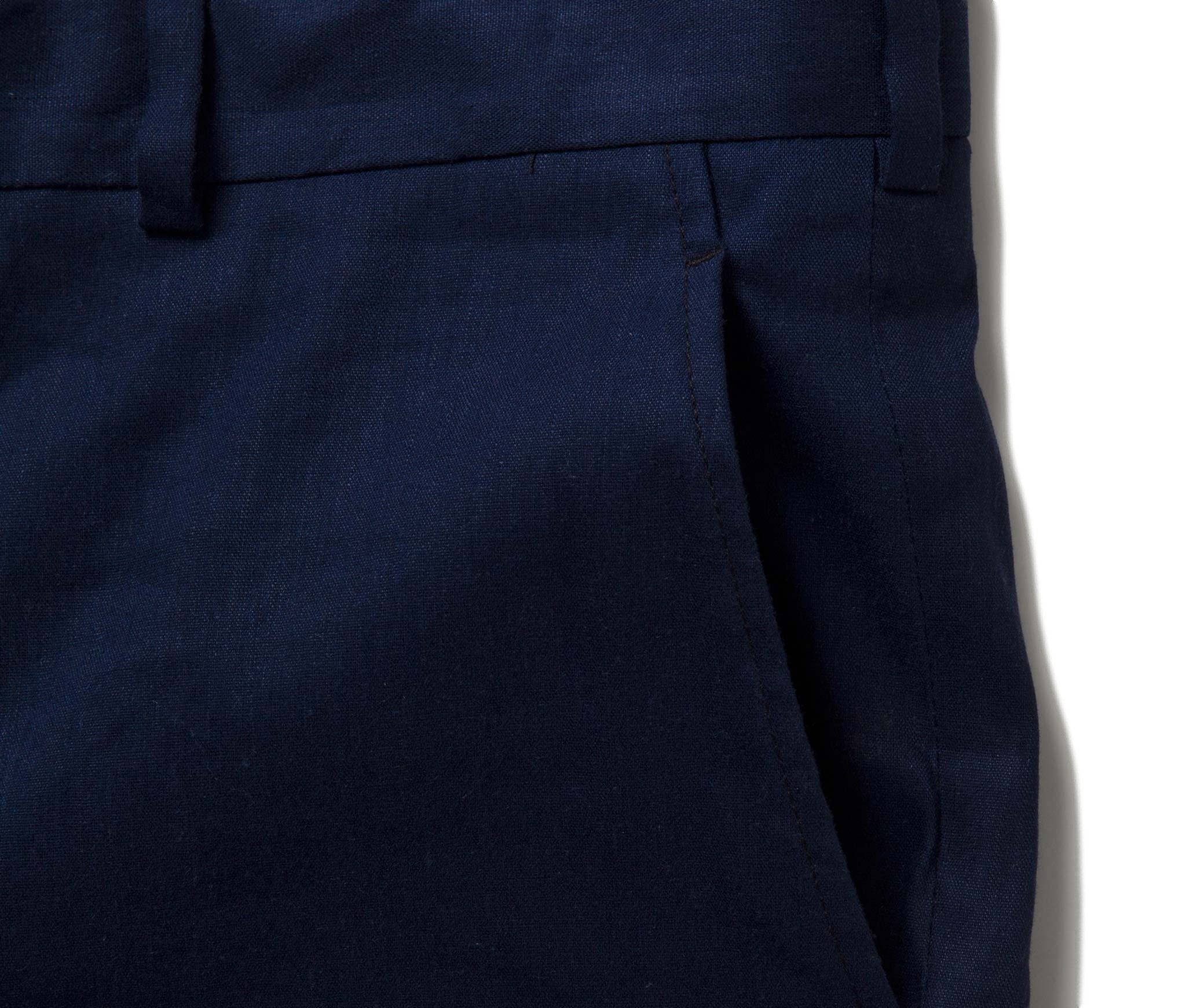 Navy Stretch Linen Shorts
