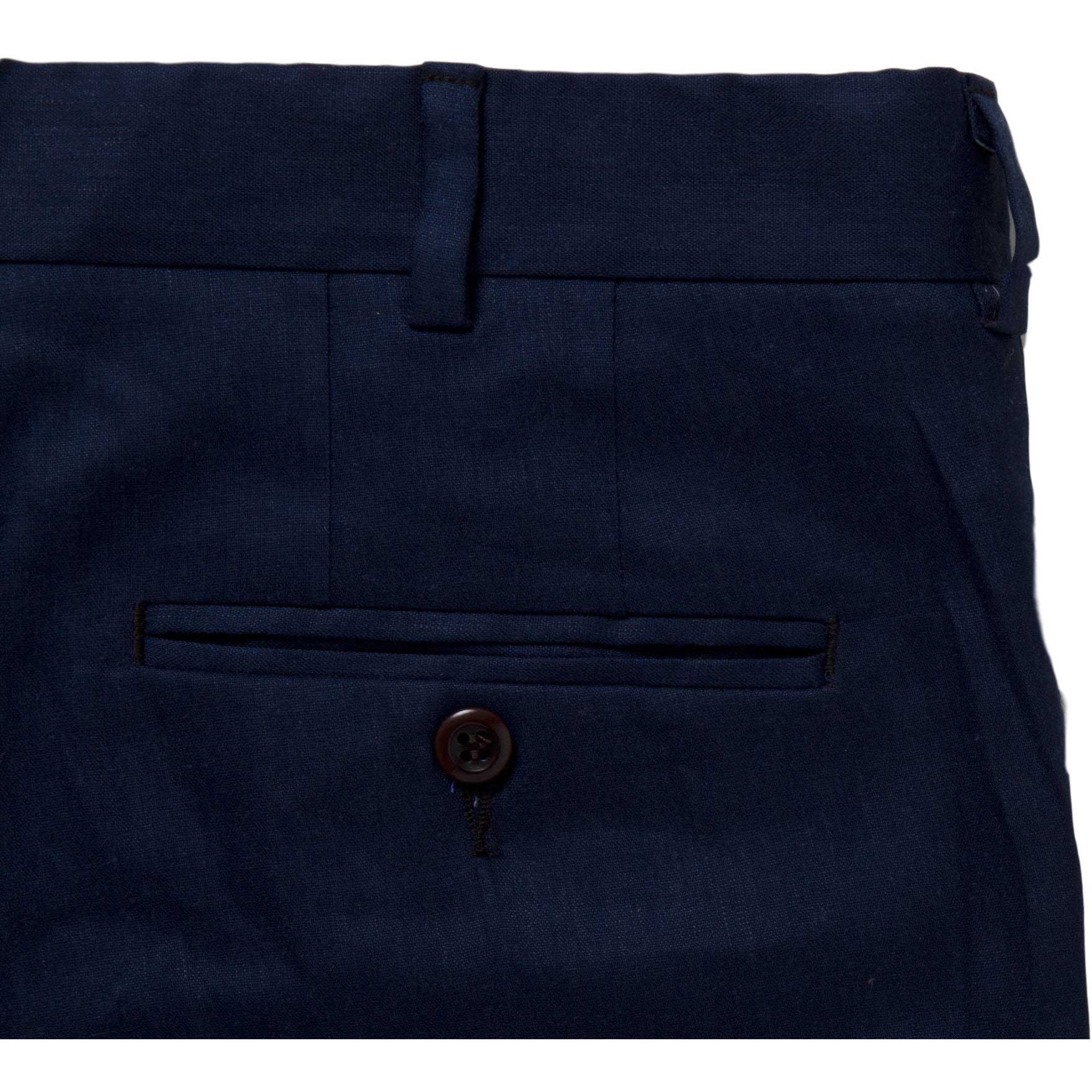 Navy Stretch Linen Trousers