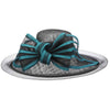 sinamay hat with contrast trim bow and puffed mesh brim edge