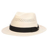 ivory color panama hat with black band