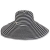 striped metallic ribbon hat. large shapeable brim