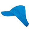blue microfiber cap with open back for ponytail or braid