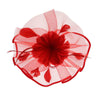 feather flower center over pleated mesh fascinator