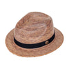 palm straw fedora hat with black band by tula hats.