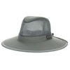 mesh crown grey safari hat with neck cape and chin strap