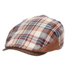 plaid cotton flat cap with faux leather peak by stacy adams