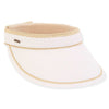 white straw sun visor with natural trim velcro closure