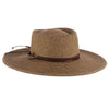 wide brim black tweed straw gaucho hat with chin strap