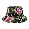 hibiscus print on black cotton bucket hat