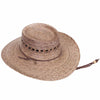 palm straw wide brim gambler hat with chin strap