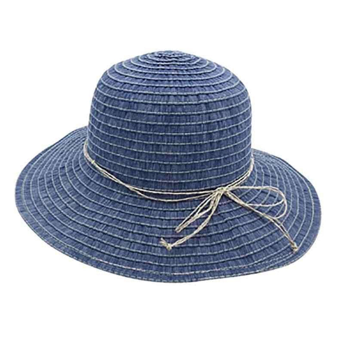 Denim Ribbon Sun Hat with Straw String Bow-Sun Protective Women's Hats ...