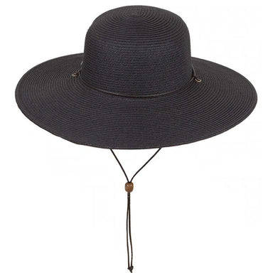 Big Brim Hat with Chin Cord Black / Cream