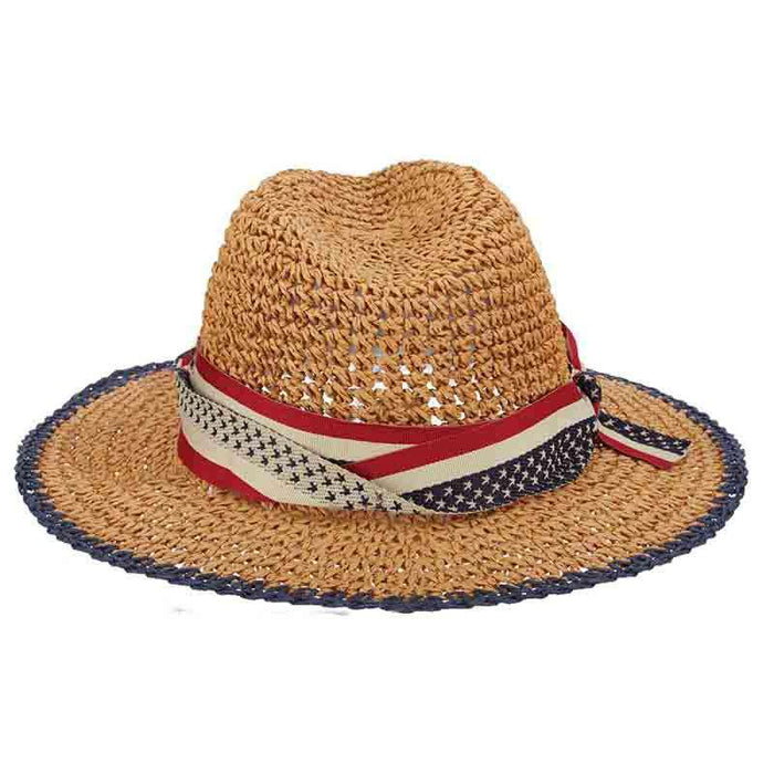 Nautical US Flag Band Fedora by Cappelli -Summer Fedora Hats for Women ...