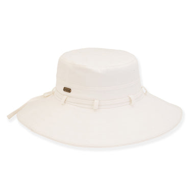 Cotton Poplin Wide Brim Bucket Hat - Sun 'n' Sand Hats White / Os (57 cm)