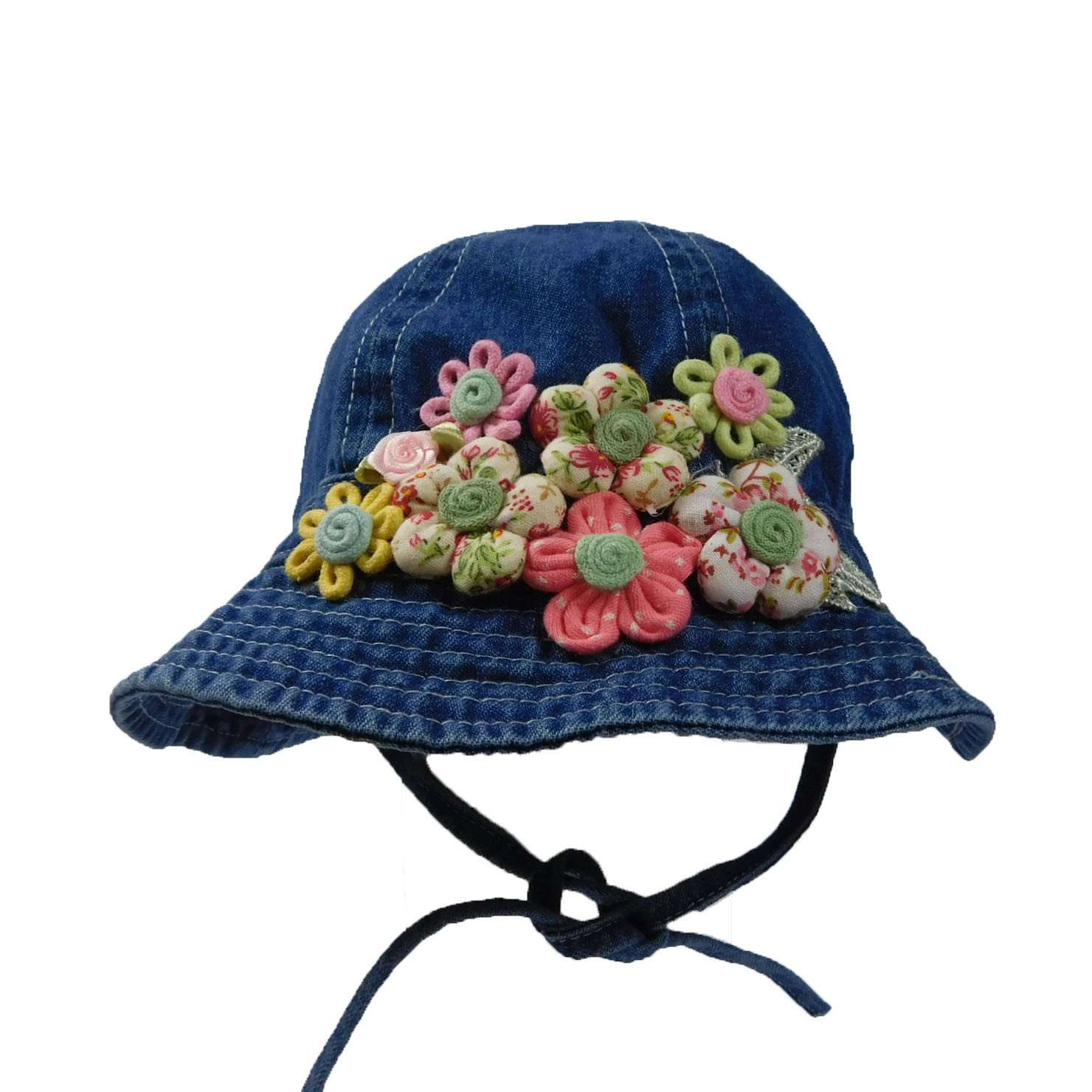 Denim Bucket Hat with Patchwork Flowers — SetarTrading Hats