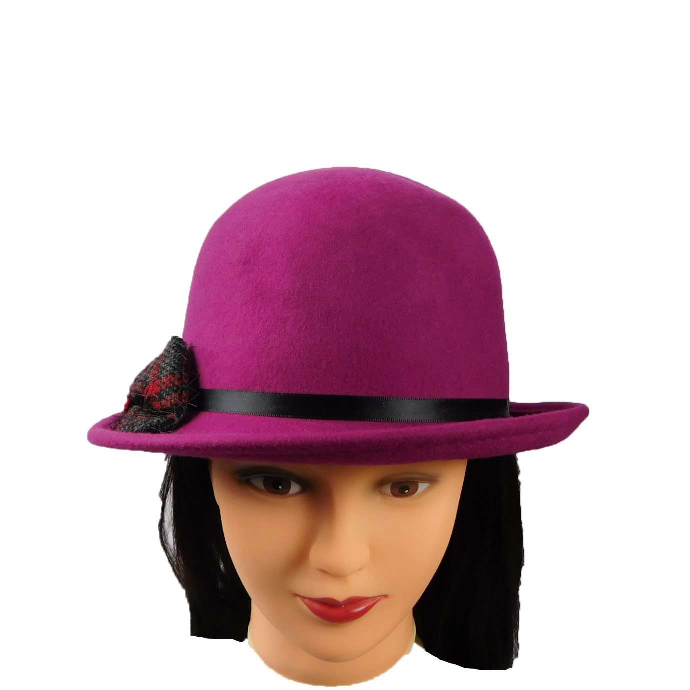 Bowler with Bow and Net -Fuchsia — SetarTrading Hats