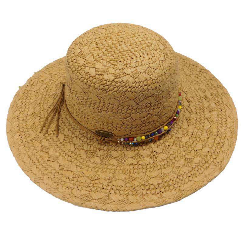 Straw Sun Hat with Beaded Leatherette Band -Cappelli Straworld ...