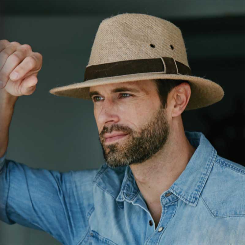 Hemp Safari Hat with Leather Band - Dorfman Pacific Sustainable Hats ...