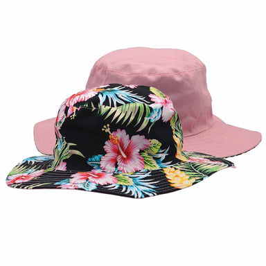 Reversible Floral Print-Solid Color Bucket Hat - Karen Keith Hats 