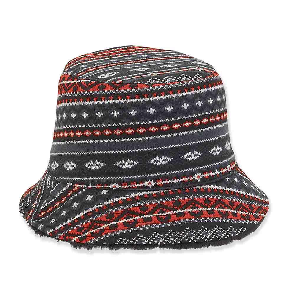 Reversible Faux Fur Bucket Hat with Jacquard Jersey Lining - Adora® Ha —  SetarTrading Hats