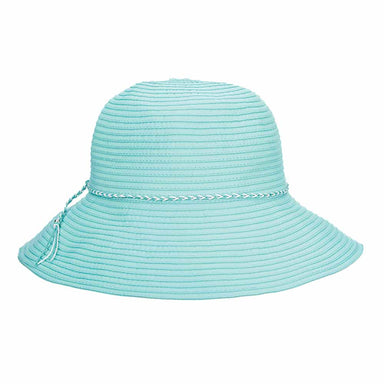 Scala Women's Teal 100% Cotton Moldable Brim Bucket Sun Hat UPF50+  Drawstring