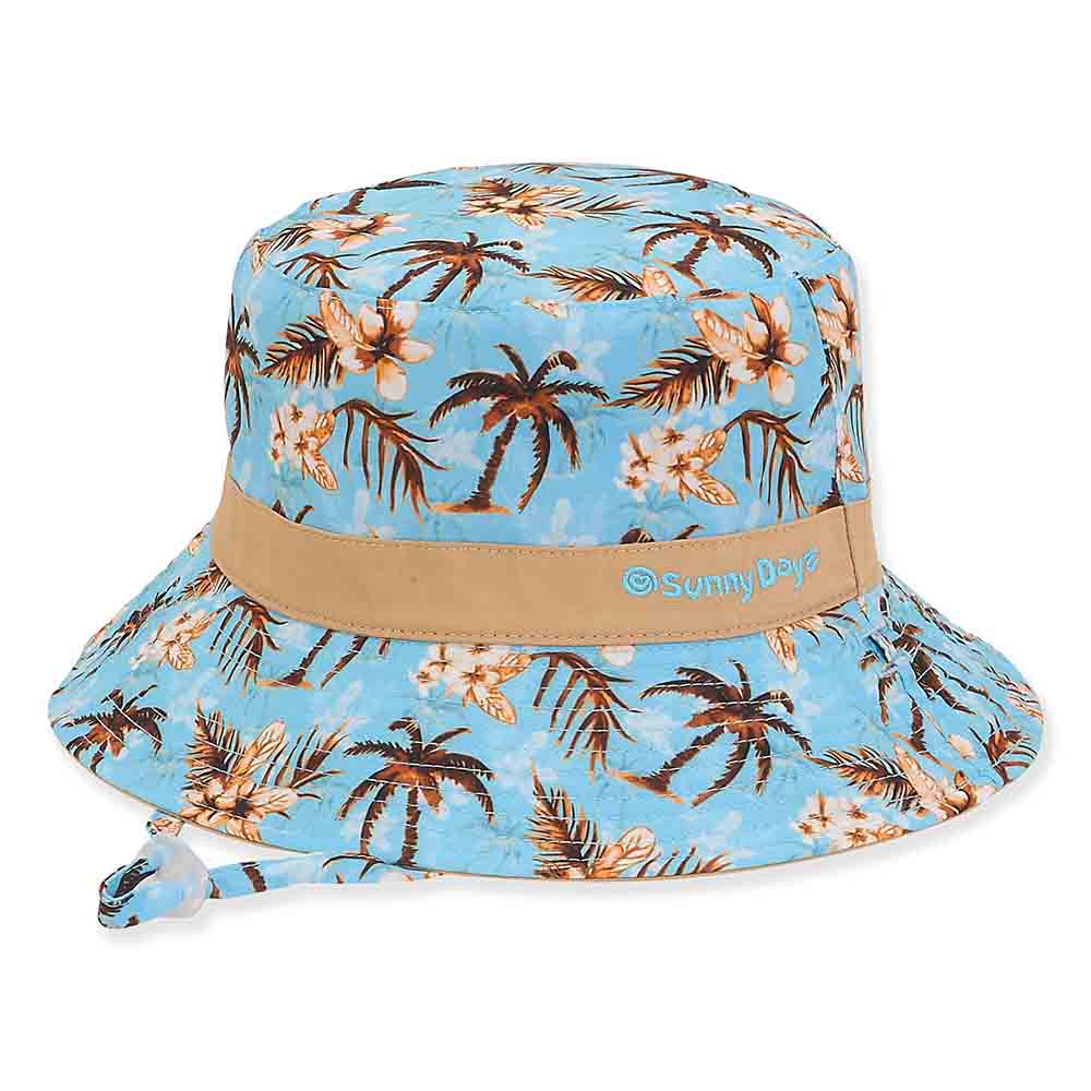 Small Heads Blue Hawaii Reversible Cotton Bucket Hat- Sunny Dayz™ Hats ...