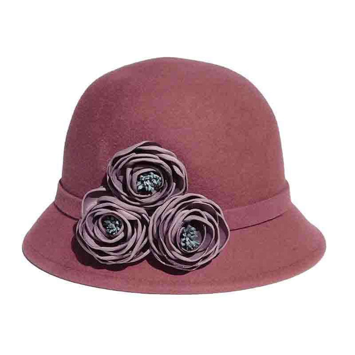 Dusty Rose Cloche with Flowers by Adora® - Women Hats for Fal, Winter ...